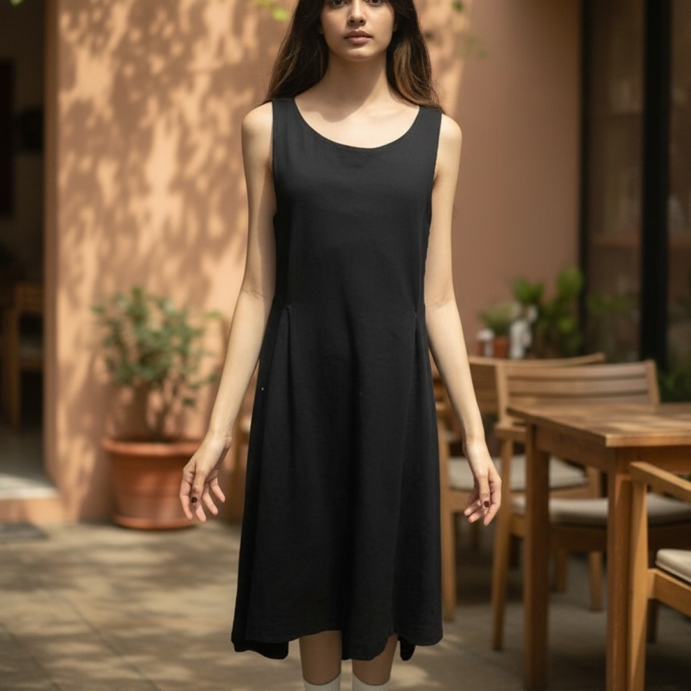 Alpha Studio Black Sleeveless Day Maxi  Dress‎ Size 40/XS Goth Whimsical Fairy
